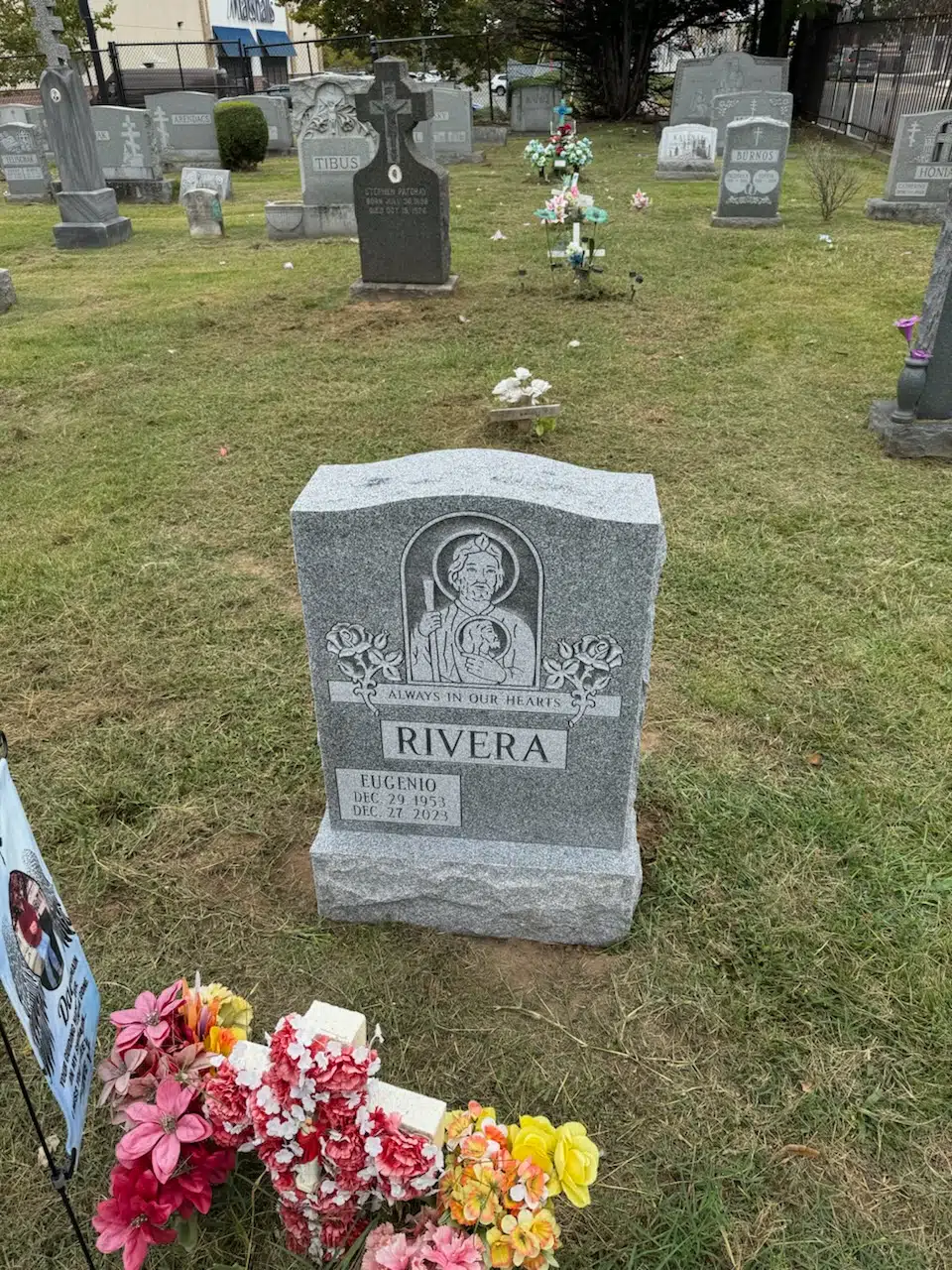 Granite Flat Headstone / Marker hand-carved by Single Marker Designs in NJ — image 4