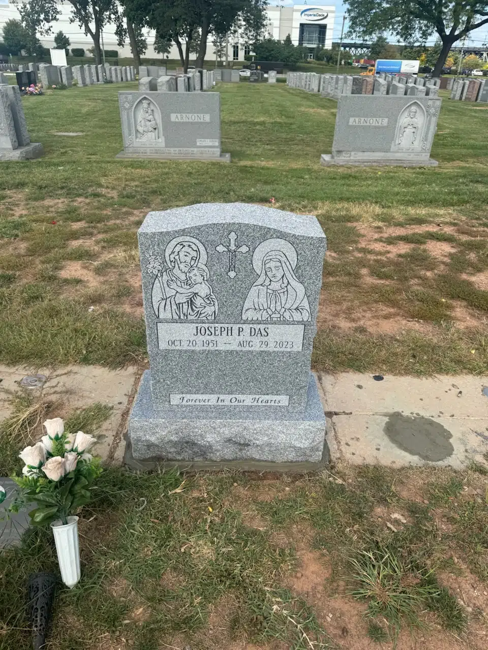 Granite Flat Headstone / Marker hand-carved by Single Marker Designs in NJ — image 7