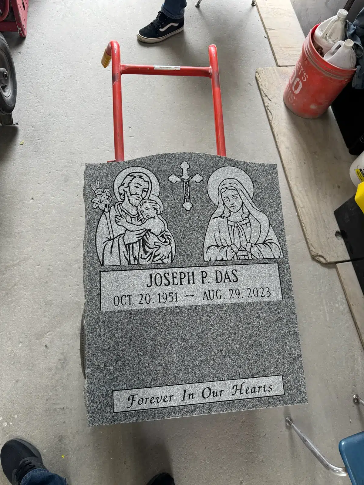 Granite Flat Headstone / Marker hand-carved by Single Marker Designs in NJ — image 8