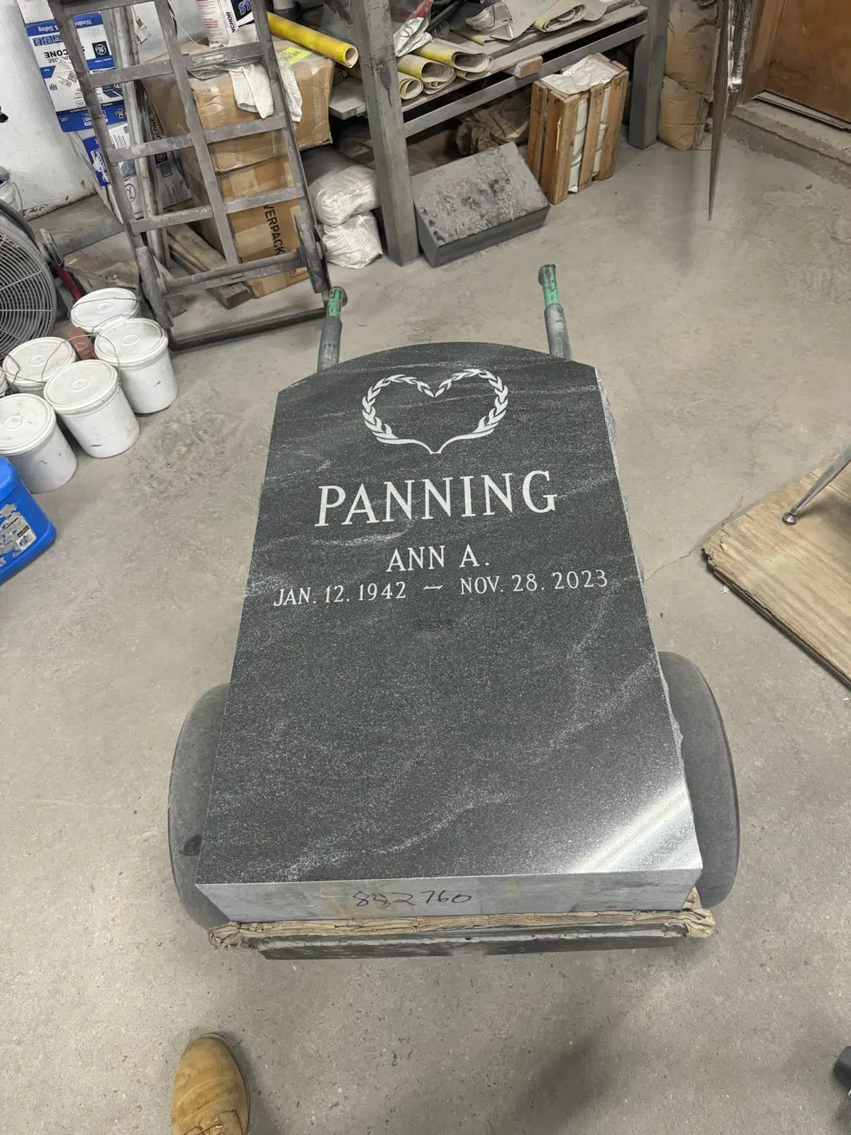 Granite Flat Headstone / Marker hand-carved by Single Marker Designs in NJ — image 9