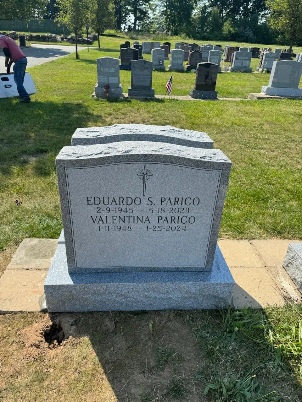 Granite Flat Headstone / Marker hand-carved by Single Marker Designs in NJ — image 3